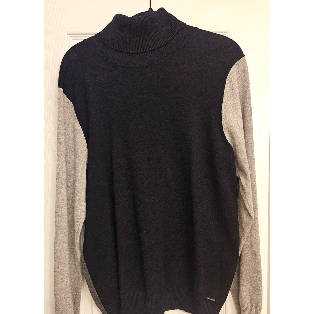 Calvin Klein Turtleneck Sweater Colorblock Black& Grey Long Sleeve Women's XL..